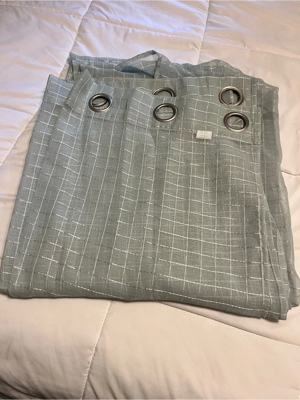 LIGHT GREEN GROMMET STYLE  SHEER CURTAIN PANELS - QTY OF 4- SIZE 38